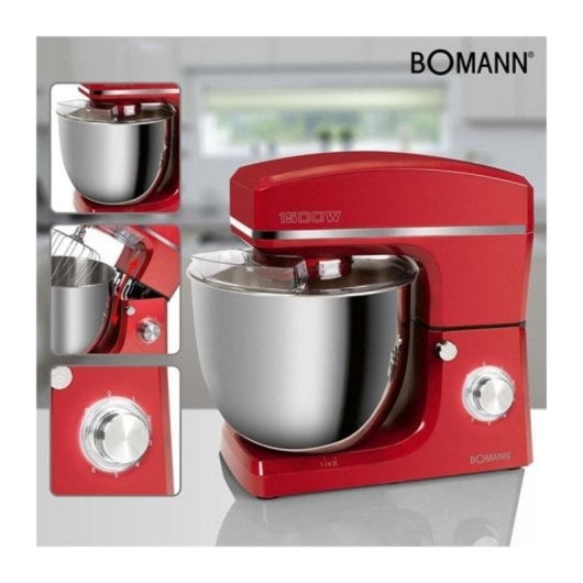 Bomann KM 6036 CB Profi-Küchenmaschine 10L 1500W Rot 8 Stufen mit Impulsfunktion