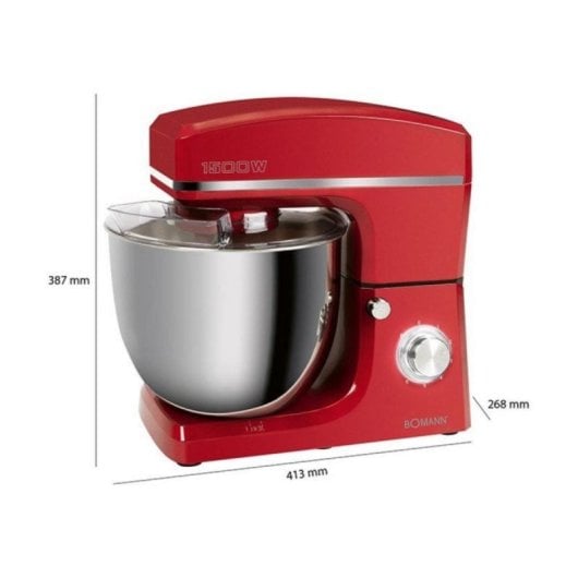 Bomann KM 6036 CB Profi-Küchenmaschine 10L 1500W Rot 8 Stufen mit Impulsfunktion