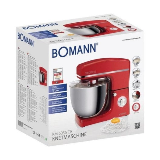 Bomann KM 6036 CB Profi-Küchenmaschine 10L 1500W Rot 8 Stufen mit Impulsfunktion