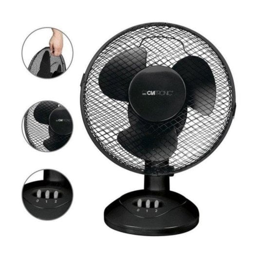Ventilador de mesa Clatronic VL 3601 23 cm 2 velocidades oscilante negro