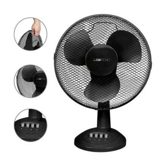 Ventilador Clatronic VL 3602 30cm 3 Velocidades Oscilante Multiposição 40W Preto