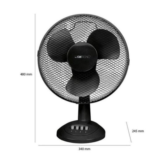 Ventilador Clatronic VL 3602 30cm 3 Velocidades Oscilante Multiposição 40W Preto