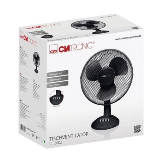 Ventilador Clatronic VL 3602 30cm 3 Velocidades Oscilante Multiposição 40W Preto