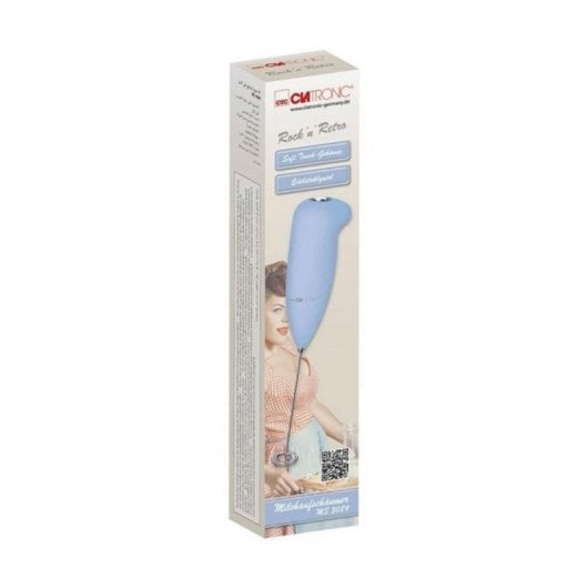 Espumador Portátil Azul em Aço Inoxidável com Motor Elétrico e Pilhas AA