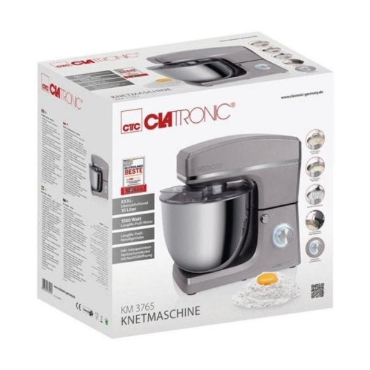 Clatronic KM 3765 Impastatrice 10 L 1500 W Acciaio Inox 8 Velocità + Pulse