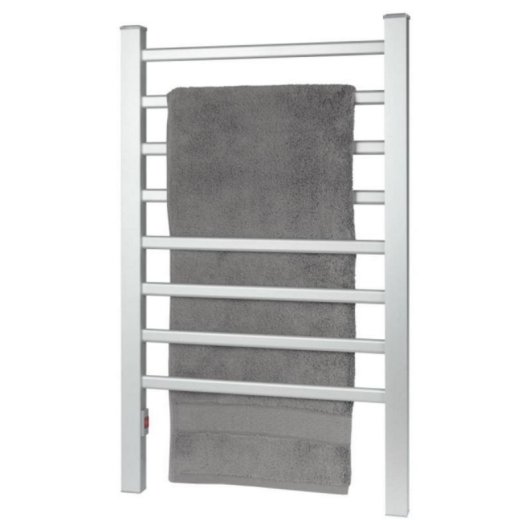 Radiador toallero eléctrico 125W aluminio, 8 elementos, montaje pared/pie, cable 1.5m, blanco, silencioso