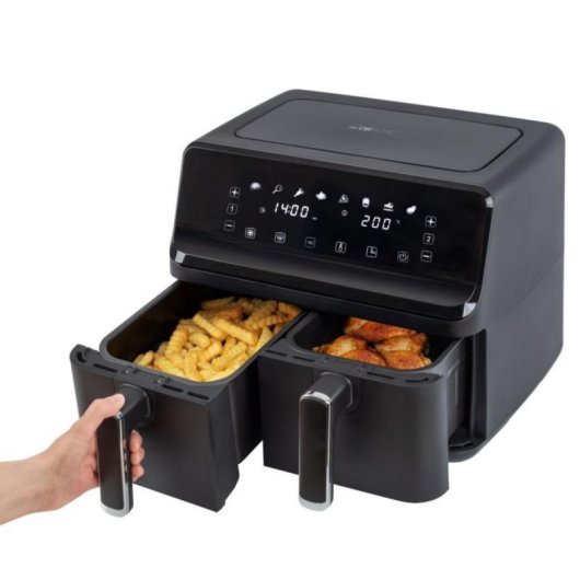Freidora de aire Clatronic FR 3804 H 8L 2700W doble pantalla LED y 8 programas