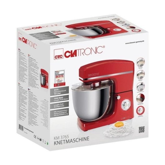 Impastatrice 10 L 8 Velocità 1500 W Acciaio Inossidabile Rosso Professionale