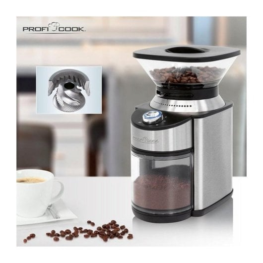 Moulin à café électrique ProfiCook PC-EKM 1205, 230 g, Acier inoxydable, 200 W, 16 positions