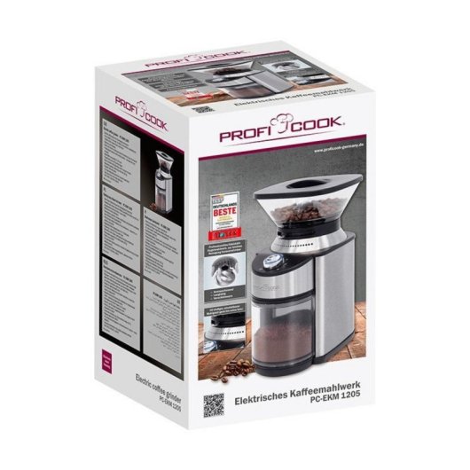 Moulin à café électrique ProfiCook PC-EKM 1205, 230 g, Acier inoxydable, 200 W, 16 positions