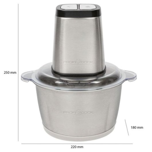 Picadora Clatronic PC-MZ 1227 1,7L Acero Inoxidable 500W Control de Botón Picahielos