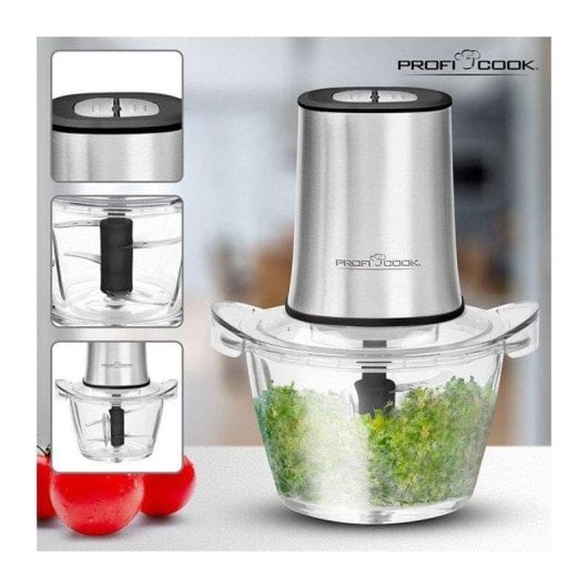 Elektrische Lebensmittelzerkleinerer ProfiCook PC-MZ 1150 1L 400W Glas Edelstahl Eis-Crush-Funktion
