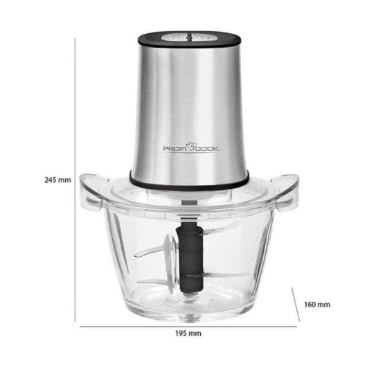 Elektrische Lebensmittelzerkleinerer ProfiCook PC-MZ 1150 1L 400W Glas Edelstahl Eis-Crush-Funktion