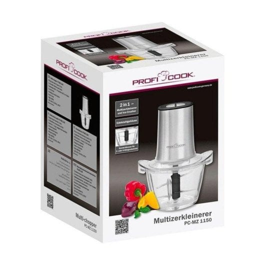 Elektrische Lebensmittelzerkleinerer ProfiCook PC-MZ 1150 1L 400W Glas Edelstahl Eis-Crush-Funktion