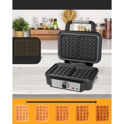 ProfiCook PC-WA 1240 Gaufrier, 2 Gaufres, Noir, Acier inoxydable, 1000 W