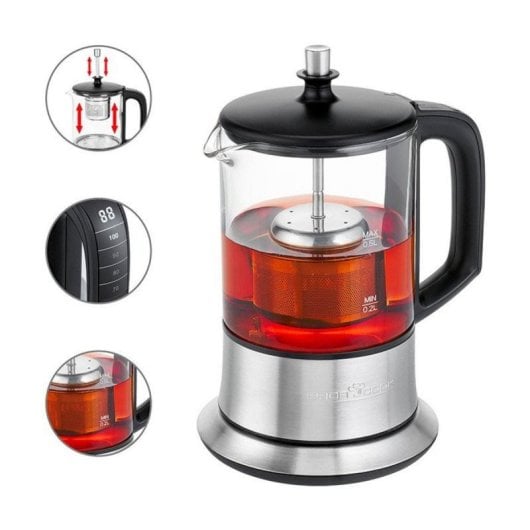 ProfiCook 501165 Bollitore Elettronico 2 in 1 Nero Acciaio Inossidabile 0,5L