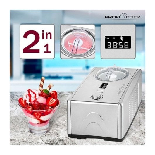 ProfiCook PC-ICM 1091 N 1,5L Edelstahl-Eismaschine mit Kompressor und LCD-Display