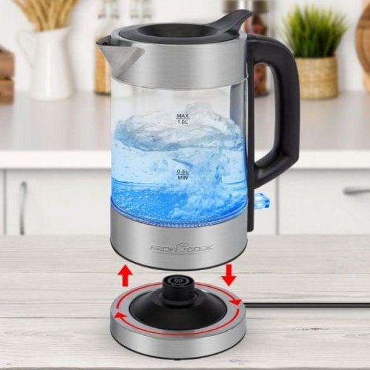 ProfiCook PC-WKS 1229 G 1 L Glas Edelstahl 1600 W Überhitzungsschutz