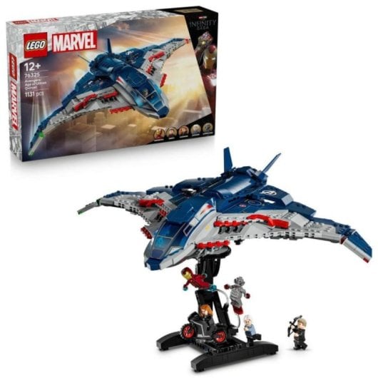 Set LEGO Marvel Quinjet 76325 con 1131 piezas y 5 minifiguras para exposición y juego