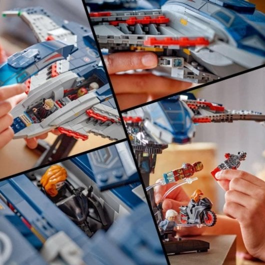 Set LEGO Marvel Quinjet 76325 con 1131 piezas y 5 minifiguras para exposición y juego