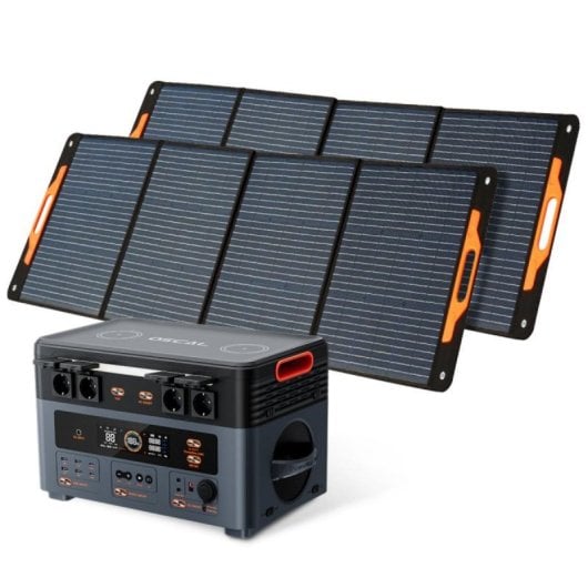 Estación de energía portátil OSCAL PowerMax 2400 Pro 2400W con panel solar PM200Pro 200W IP67