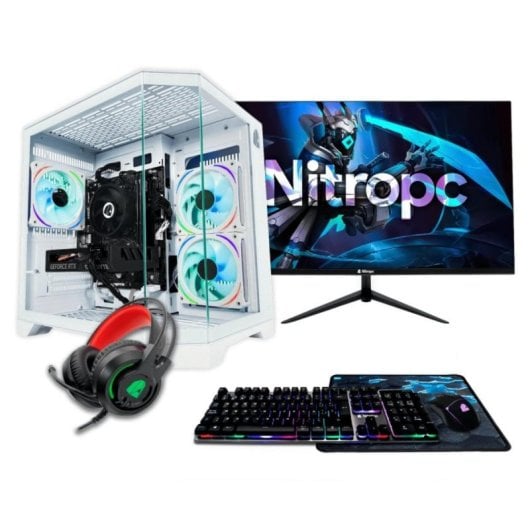 NitroPC Pack Silver AMD Ryzen 5 5500 16GB 1TB NVMe RTX 3050 24" FullHD 120Hz RGB