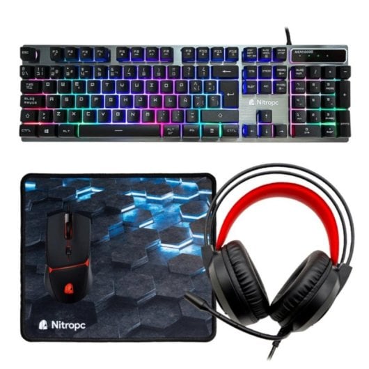 NitroPC Pack Silver AMD Ryzen 5 5500 16GB 1TB NVMe RTX 3050 24" FullHD 120Hz RGB
