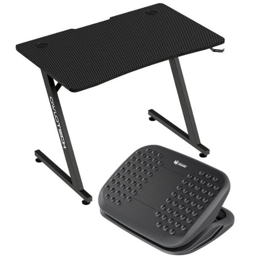 Owlotech Executive Mesa de Escritorio 100x60cm Negra + PcCom Essential Reposapiés Ergonómico 44x34cm