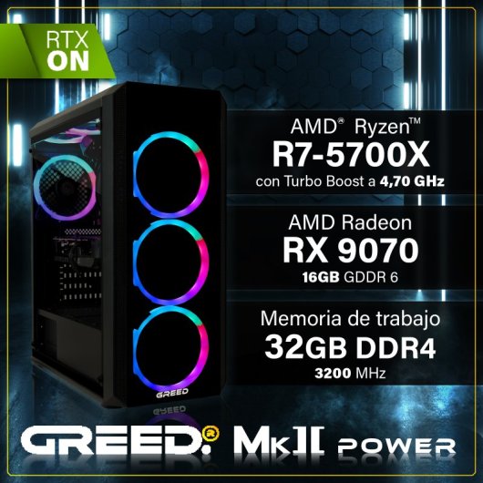 GREED MK2 Power AMD Ryzen 7 5700X 32GB 1TB SSD RX 9070 16GB Windows 11 Pro