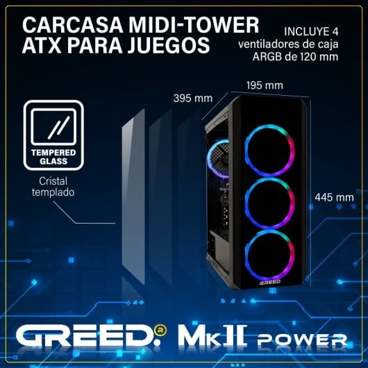 PC Sobremesa PcComponentes GREED MK2 Power Ryzen 7 5700X 32GB 1TB SSD RTX 5060Ti Windows 11 Pro