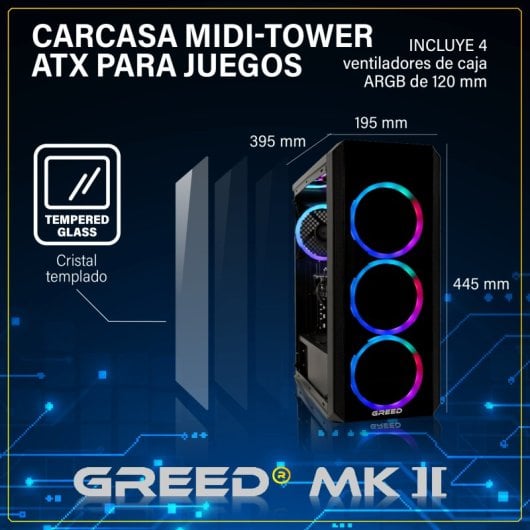PC Sobremesa GREED MK2 AMD Ryzen 7 5700X 32GB 1TB SSD RTX 5060 Windows 11 Pro