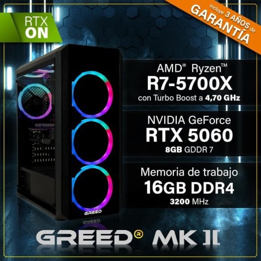 GREED MK2 AMD Ryzen 7 5700X 16GB 1TB SSD RTX 5060 Windows 11 Pro WiFi