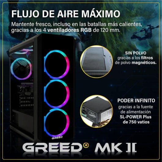 PC Sobremesa GREED MK2 AMD Ryzen 7 5700X 32GB 1TB SSD RTX 5060 Windows 11 Pro