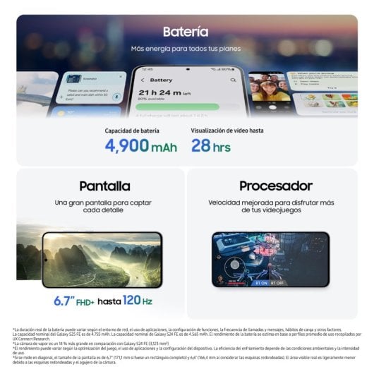 Samsung Galaxy S25 FE 8GB 256GB 6.7" Móvil Potente con Inteligencia Artificial Blanco