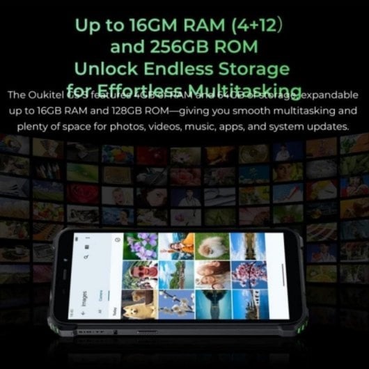 Smartphone Oukitel G5 4GB RAM 64GB 6" Dual SIM Batería 6300mAh Rugerizado Android 14 Verde