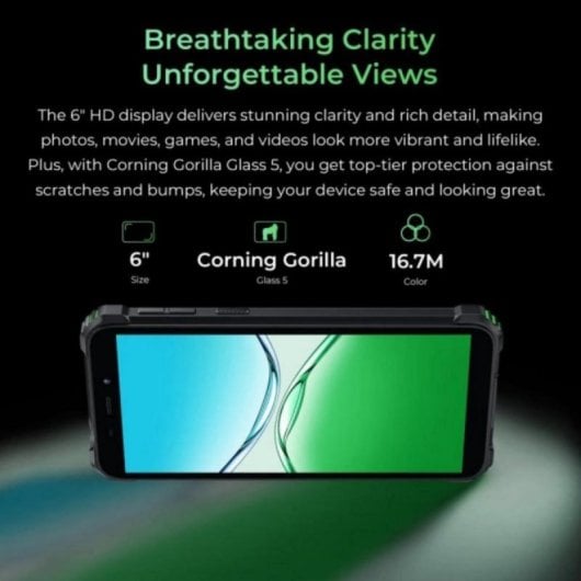 Smartphone Oukitel G5 4GB RAM 64GB 6" Dual SIM Batería 6300mAh Rugerizado Android 14 Verde
