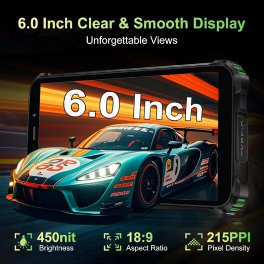 Smartphone Oukitel G5 4GB RAM 128GB 6" Dual SIM Batería 6300mAh Rugerizado Android 14 Verde