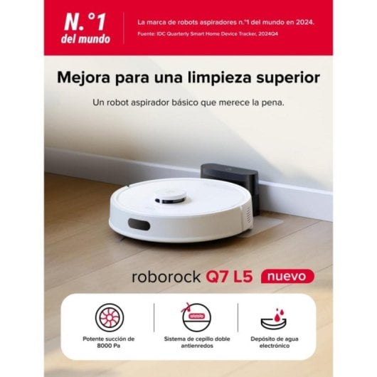 Roborock Q7L5 - Puissance d'aspiration HyperForce® de 8000 Pa, Navigation LiDAR