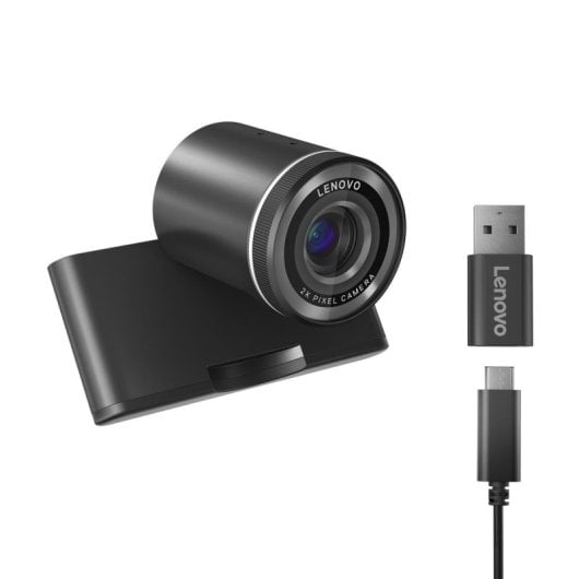 Lenovo 4XC1Q25245 Webcam 4MP Full HD HDR USB-C com Autofoco e Clip Preta