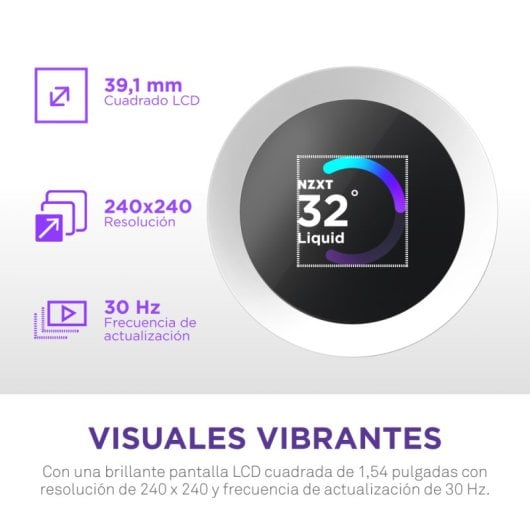 Refrigeración Líquida NZXT Kraken Plus RGB 240mm 2 Ventiladores Blanco LED TFT