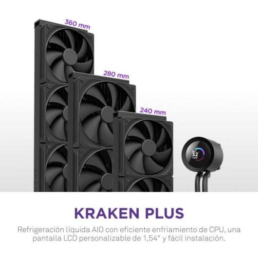 Refrigeración Líquida NZXT Kraken Plus 360 360mm 3 Ventiladores TFT Display
