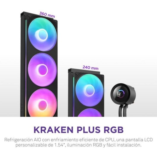 Refrigeración Líquida NZXT Kraken Plus 360mm 3 Ventole RGB Schermo LCD