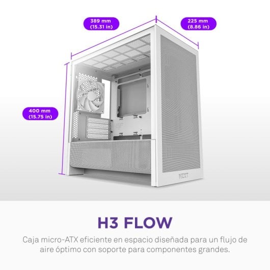 Caja PC NZXT H3 Flow Blanco Vidrio Templado Micro ATX Mini-ITX Midi Tower