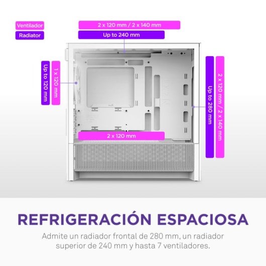 Caja PC NZXT H3 Flow Blanco Vidrio Templado Micro ATX Mini-ITX Midi Tower
