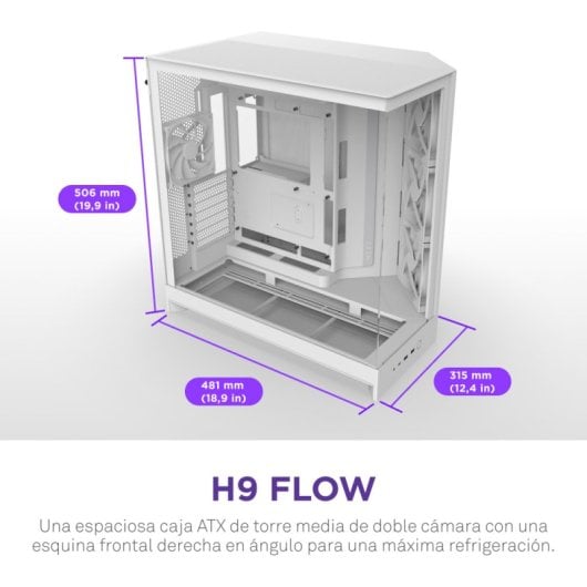 NZXT H9 Flow Midi Tower PC Blanc, Compatible ATX, EATX, Micro ATX, Mini-ITX