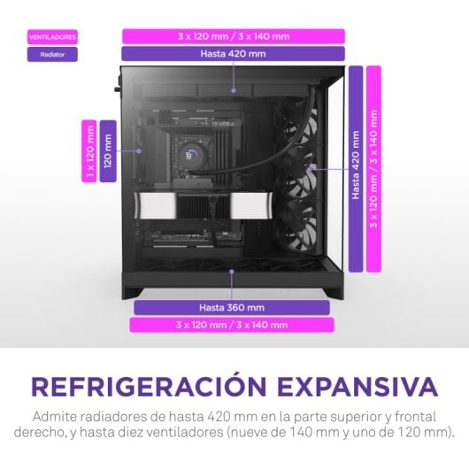 Case PC Midi Tower Nero con Ventilazione Avanzata e Vetro Temperato 6 Bay HDD 2.5/3.5"
