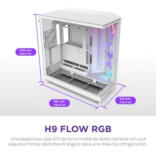 Caja NZXT H9 Flow RGB Blanco 3x140mm RGB