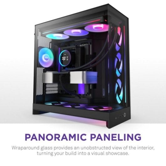 NZXT H9 Flow RGB+ Midi Tower Gehäuse, Mesh, SGCC, Temperiertes Glas, Multi RGB, Schwarz
