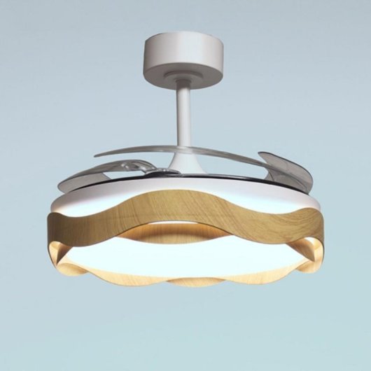 Ventilador de techo Ondas 72W LED 6480lm 6 velocidades aspas retráctiles mando a distancia