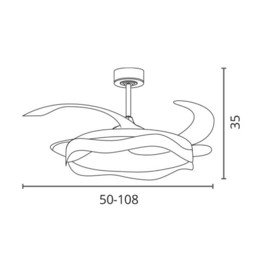 Ventoinha de teto Bel Air Home Ondas LED 72W 6480lm 6 velocidades comando